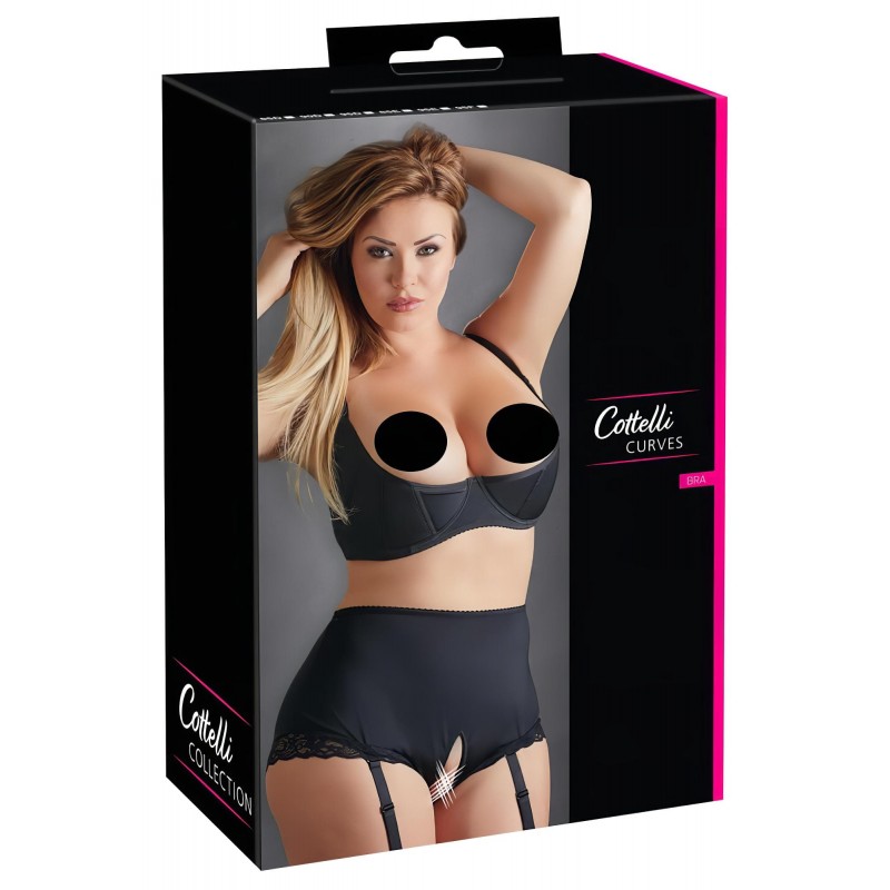 Cottelli Plus Size - merevített push-up melltartó (fekete) 140909 termék bemutató kép