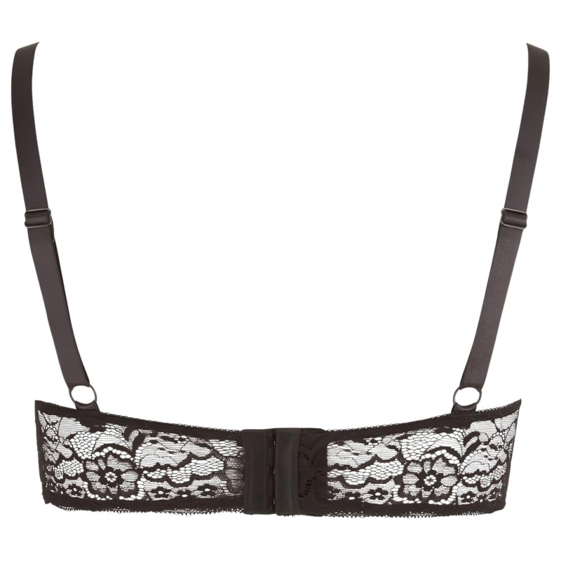 Cottelli Plus Size - pántos, gyűrűs push-up melltartó (fekete) 140904 termék bemutató kép