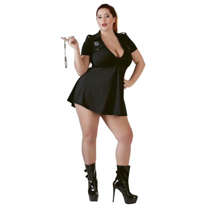 Cottelli Plus Size - szexi rendőrnő ruha jelmez (fekete) 25948 termék bemutató kép