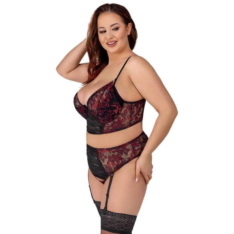 Cottelli Plus Size - melltartó szett (piros) 112316 termék bemutató kép