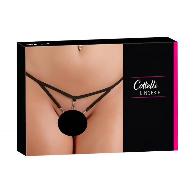 Cottelli - strasszos nyitott tanga nőknek (fekete) 163060 termék bemutató kép