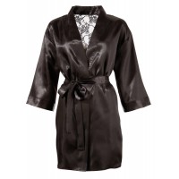 Cottelli - szatén-csipke, rövid kimonó (fekete) 9306 termék bemutató kép