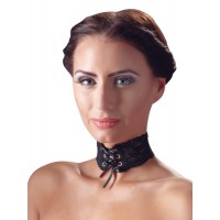 Cottelli - Széles, fűzős csipke nyakpánt (fekete) 7001 termék bemutató kép