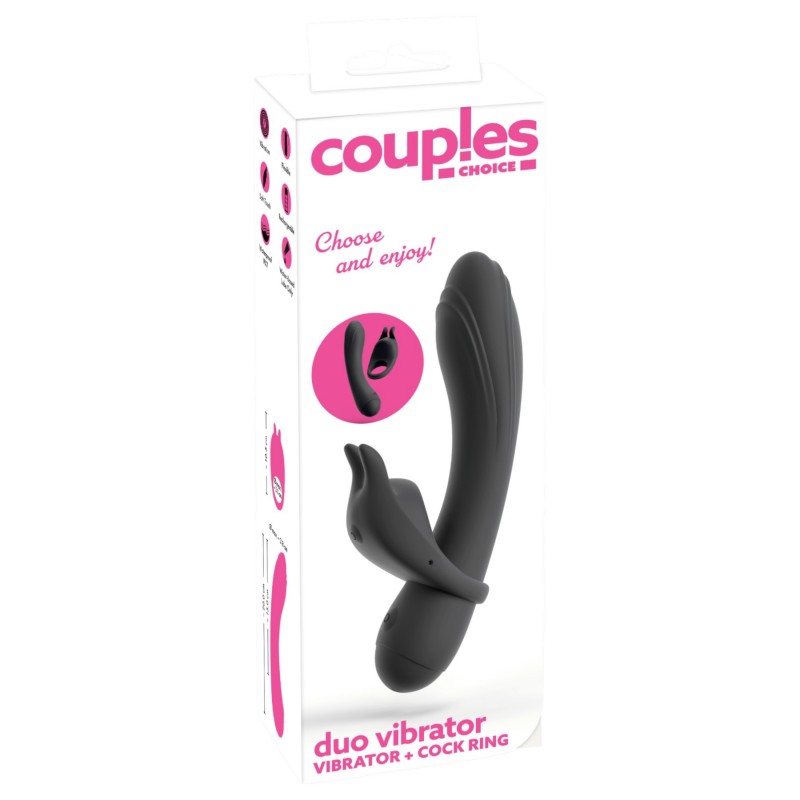 Couple Choice - péniszgyűrű és G-pont vibrátor (szürke) 127384 termék bemutató kép