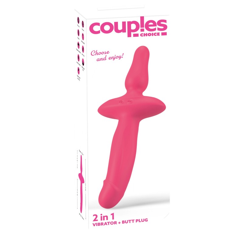 Couples Choice - 2in1 vibrátor és anál plug (pink) 114761 termék bemutató kép