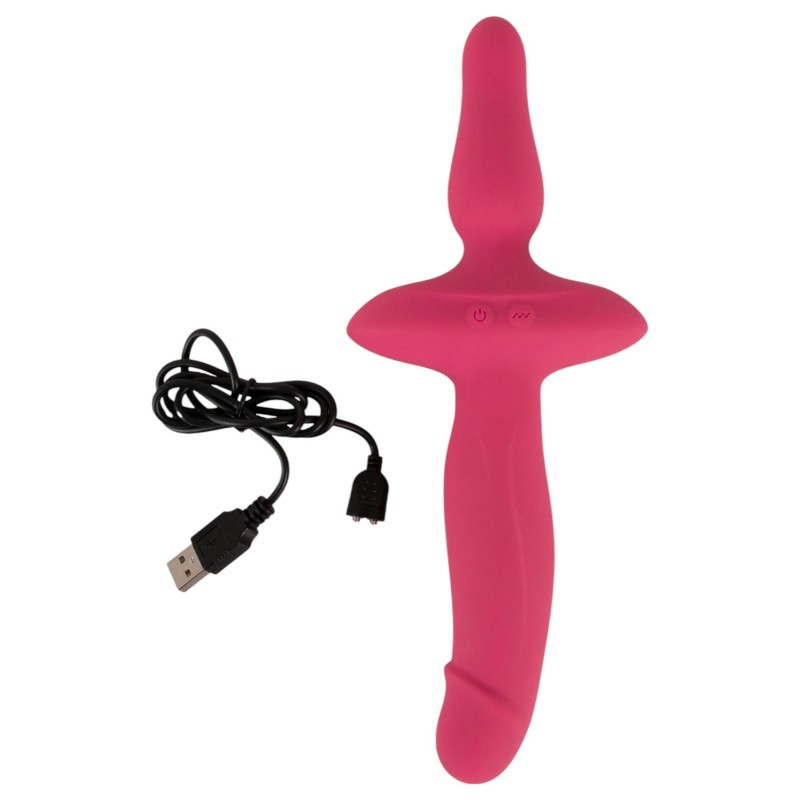 Couples Choice - 2in1 vibrátor és anál plug (pink) 114764 termék bemutató kép
