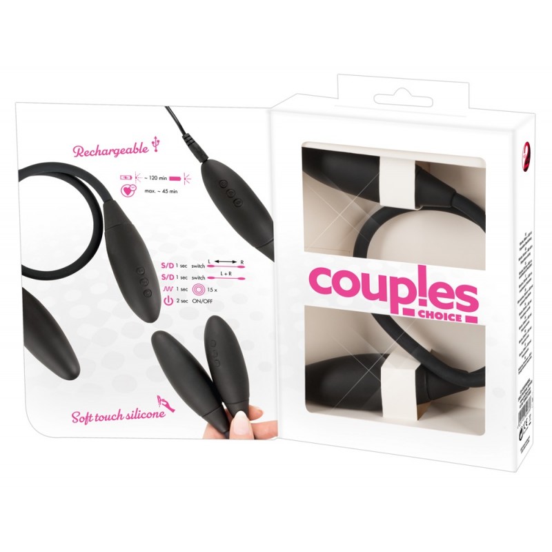 Couples Choice - akkus, dupla vibrátor (fekete) 66039 termék bemutató kép