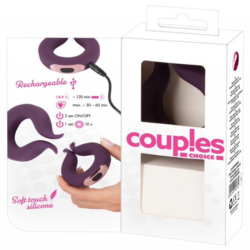 Couples Choice - akkus, kétmotoros péniszgyűrű (lila) 65998 termék bemutató kép