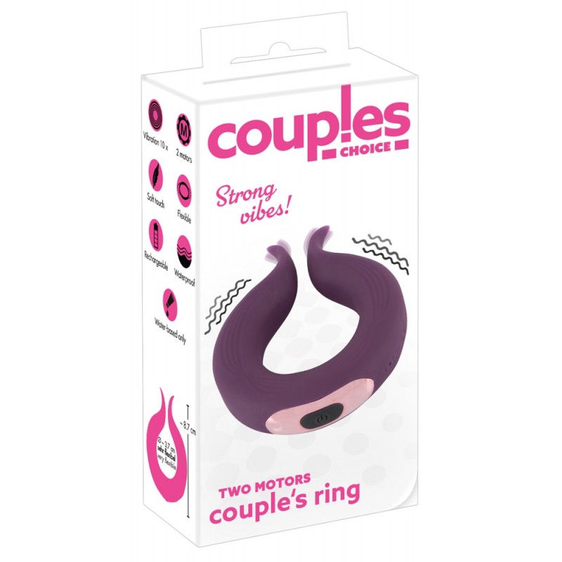 Couples Choice - akkus, kétmotoros péniszgyűrű (lila) 72999 termék bemutató kép