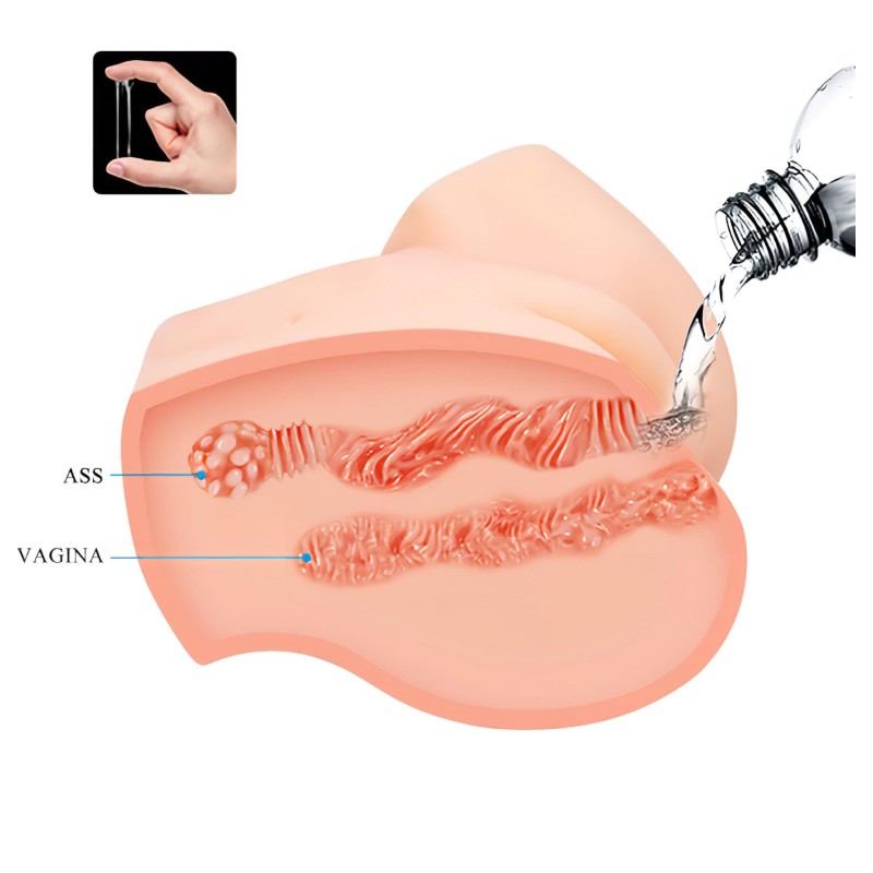 Crazy Bull - élethű, vibrációs műpopsi maszturbátor (natúr) 123947 termék bemutató kép