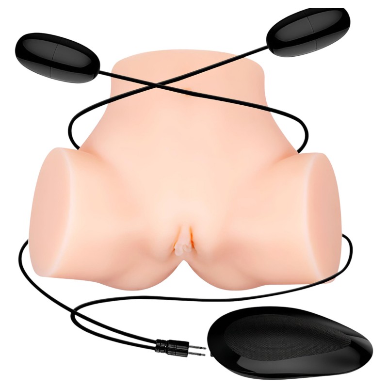 Crazy Bull - élethű, vibrációs műpopsi maszturbátor (natúr) 123953 termék bemutató kép