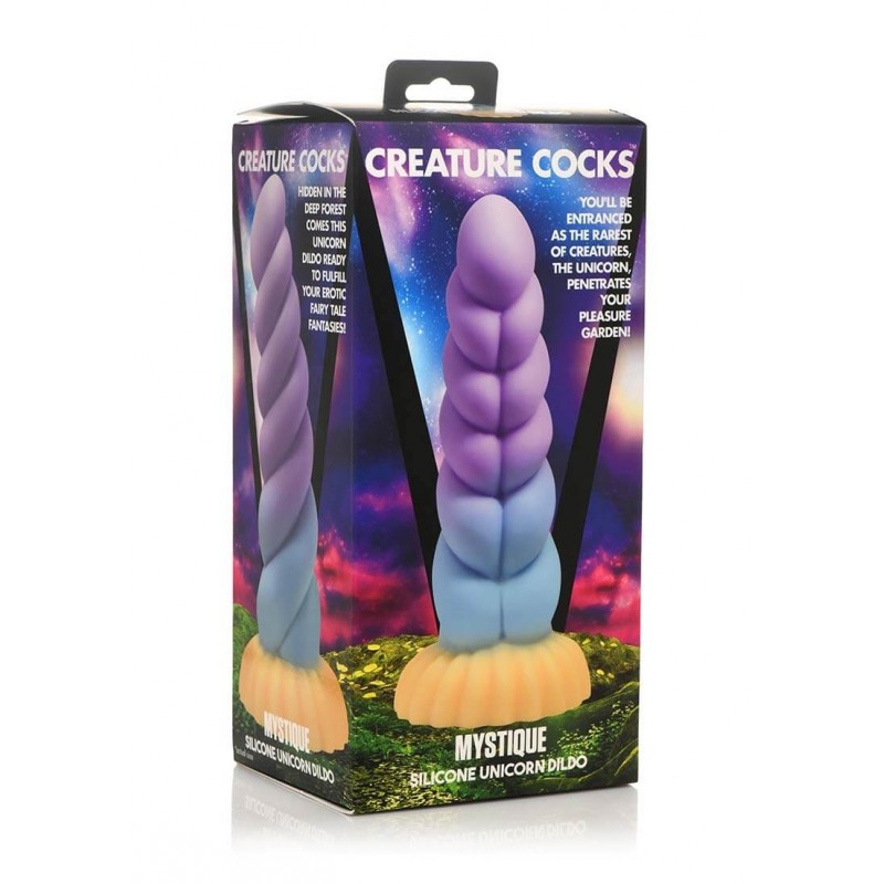 Creature Cocks Mystique - unikornis dildó - 21cm (lila-sárga) 84225 termék bemutató kép