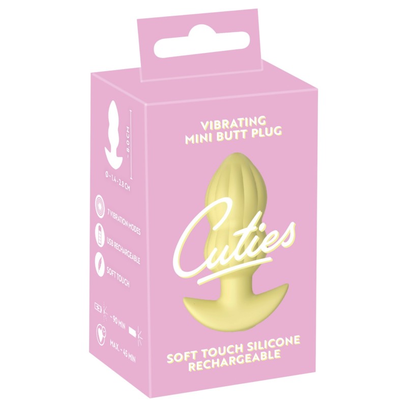 Cuties Mini - bordázott vibrációs anál plug (sárga) 124170 termék bemutató kép