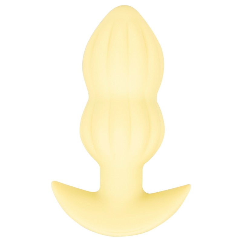 Cuties Mini - bordázott vibrációs anál plug (sárga) 124173 termék bemutató kép