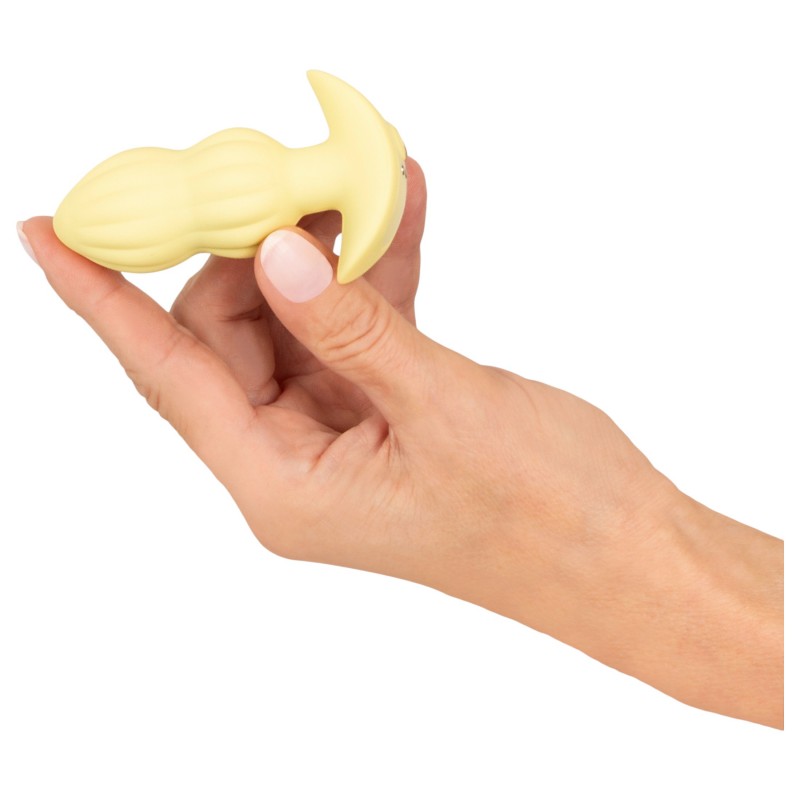 Cuties Mini - bordázott vibrációs anál plug (sárga) 124175 termék bemutató kép