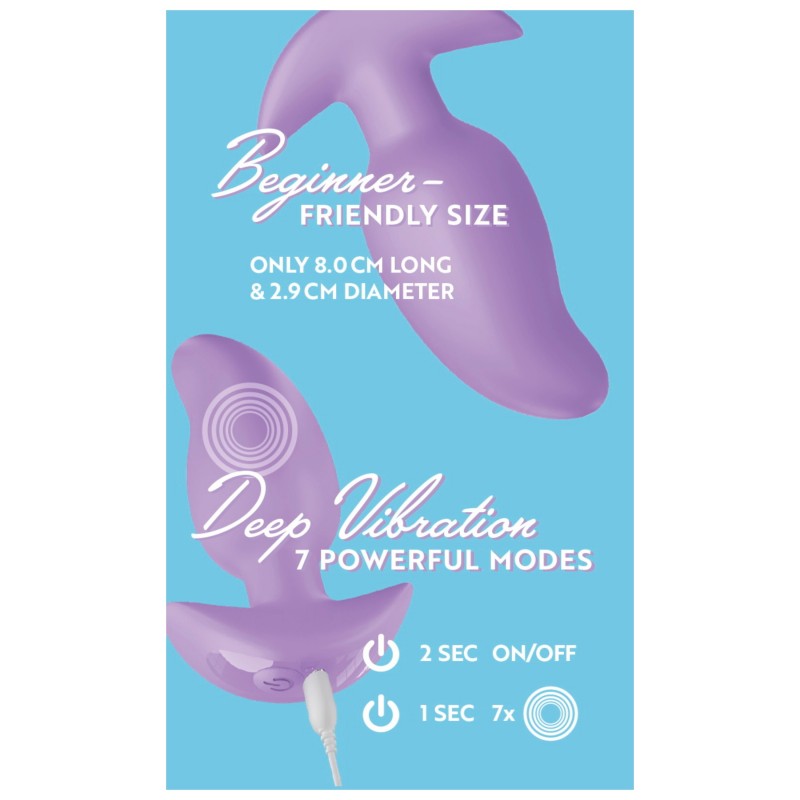 Cuties Mini - vibrációs anál plug (lila) 124163 termék bemutató kép