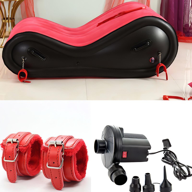 Desirel Magic Pillow - felfújható BDSM szexbútor - bilinccsel (piros) 128975 termék bemutató kép
