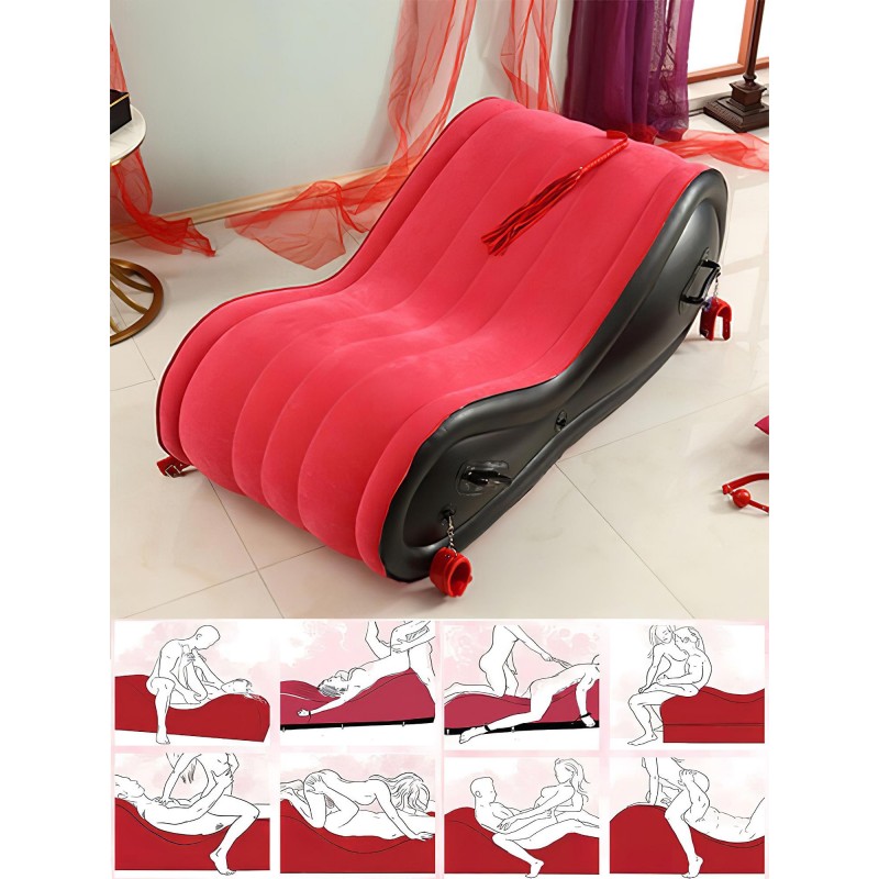 Desirel Magic Pillow - felfújható BDSM szexbútor - bilinccsel (piros) 128977 termék bemutató kép