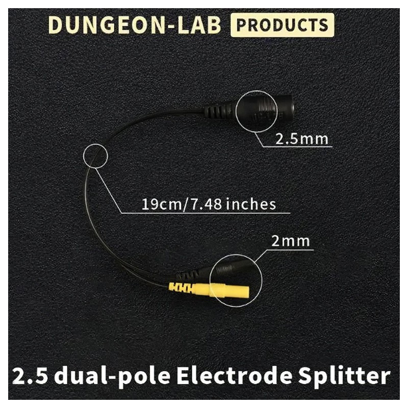 DG-LAB - elektróda elosztó 2,5 mm-es aljzatról 2 mm-esre (fekete) 170905 termék bemutató kép