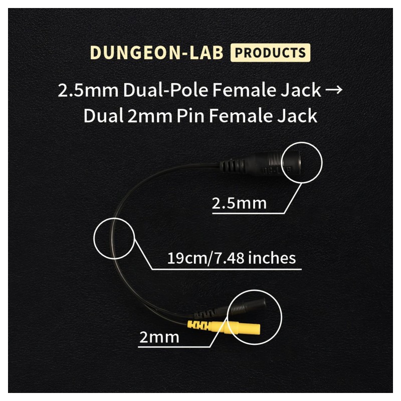 DG-LAB - elektróda elosztó 2,5 mm-es aljzatról 2 mm-esre (fekete) 170906 termék bemutató kép