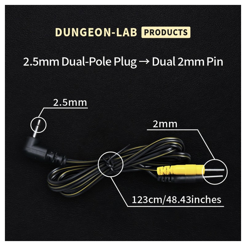 DG-LAB - elektródakábel 2,5 mm-es jackről 2 mm-es tüskékre (fekete) 170913 termék bemutató kép
