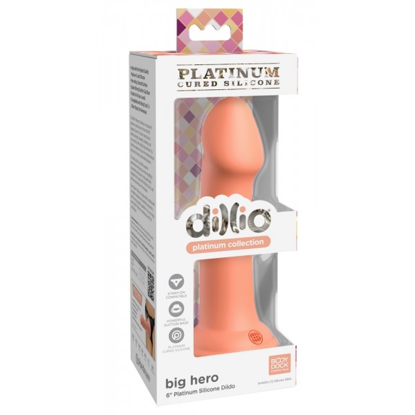 Dillio Big Hero - tapadókorongos szilikon dildó (17cm) - narancs