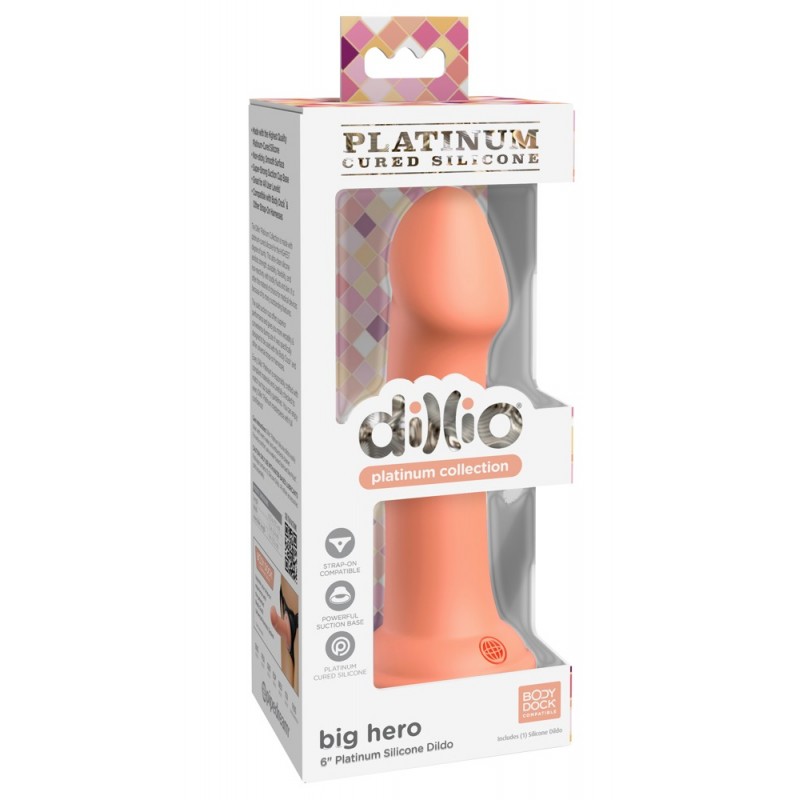 Dillio Big Hero - tapadótalpas szilikon dildó (17cm) - narancs 73108 termék bemutató kép