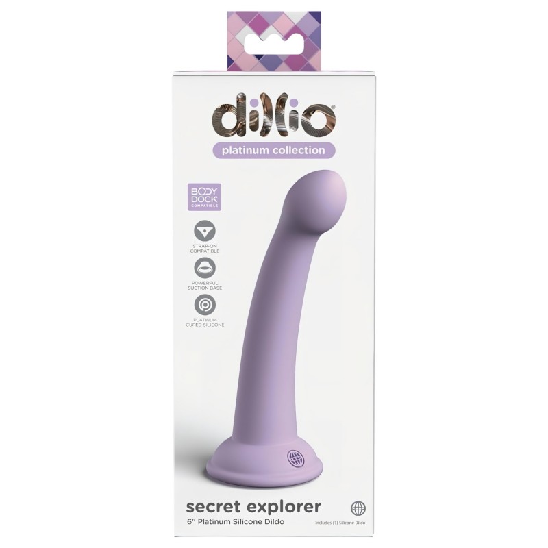 Dillio Secret Explorer - tapadókorongos dildó (17cm) - lila 112248 termék bemutató kép
