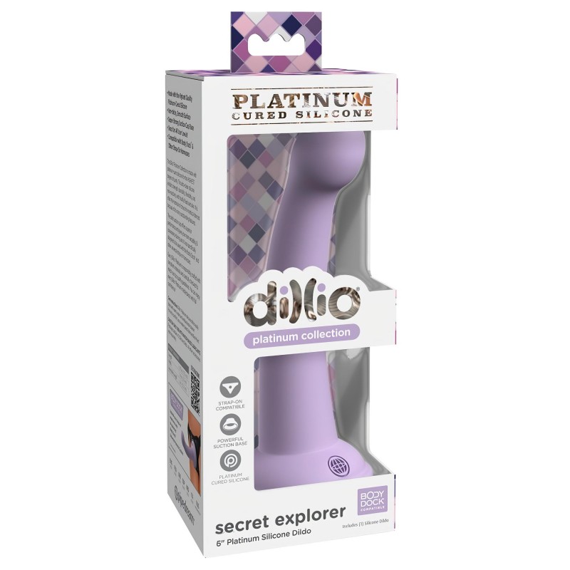 Dillio Secret Explorer - tapadókorongos dildó (17cm) - lila 112249 termék bemutató kép