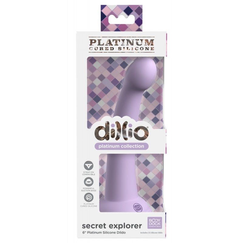 Dillio Secret Explorer - tapadókorongos dildó (17cm) - lila 81395 termék bemutató kép