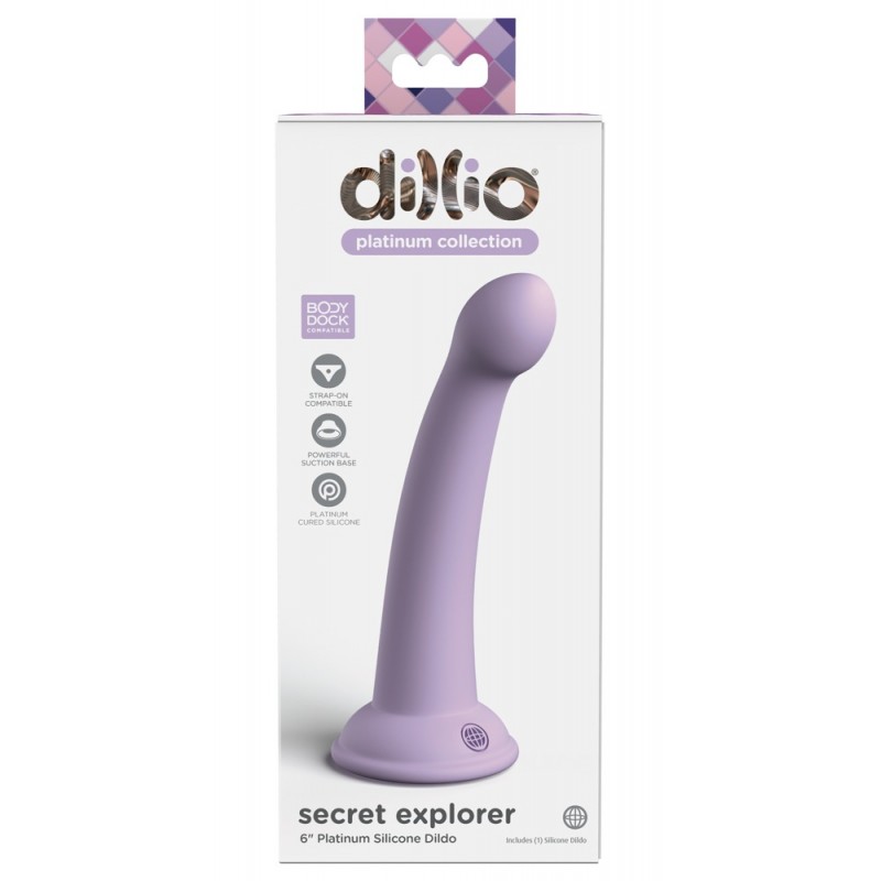 Dillio Secret Explorer - tapadókorongos dildó (17cm) - lila 81396 termék bemutató kép