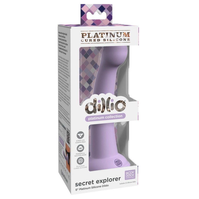 Dillio Secret Explorer - tapadókorongos dildó (17cm) - lila 81397 termék bemutató kép