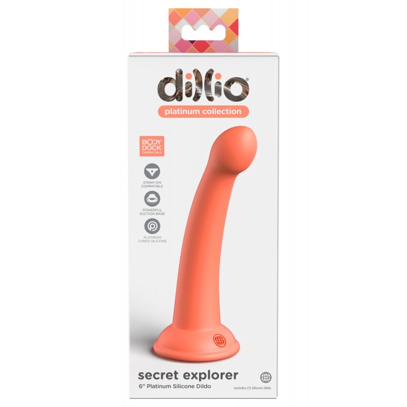 Dillio Secret Explorer - tapadótalpas makkos dildó (17cm) - narancs 75797 termék bemutató kép