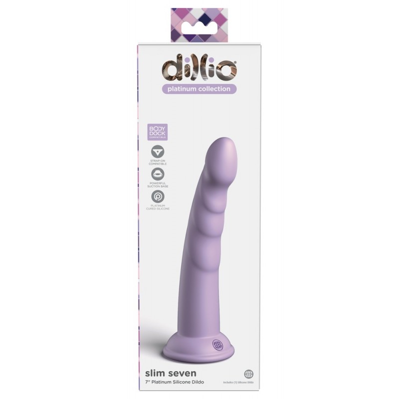 Dillio Slim Seven - tapadótalpas makkos stimuláló dildó (20cm) - lila 75727 termék bemutató kép