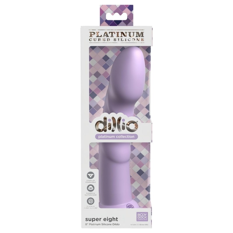 Dillio Super Eight - tapadókorong szilikon dildó (21cm) - lila 105239 termék bemutató kép