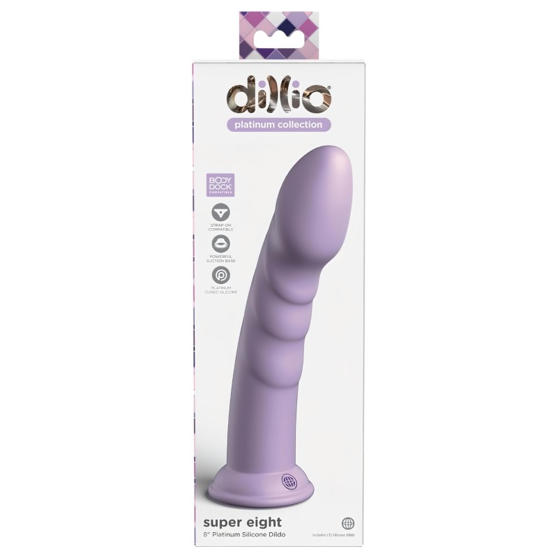 Dillio Super Eight - tapadókorong szilikon dildó (21cm) - lila 105240 termék bemutató kép