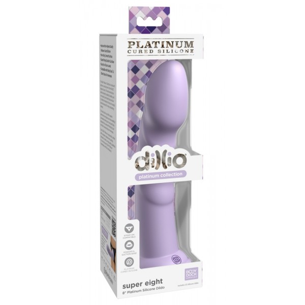 Dillio Super Eight - tapadókorong szilikon dildó (21cm) - lila