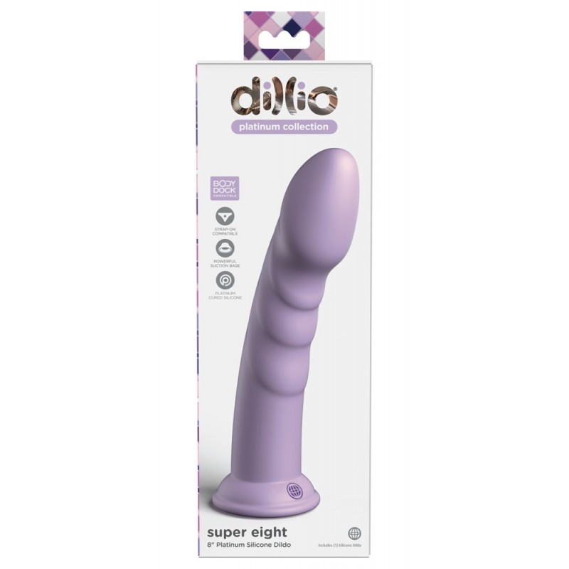 Dillio Super Eight - tapadótalpas makkos szilikon dildó (21cm) - lila 75719 termék bemutató kép