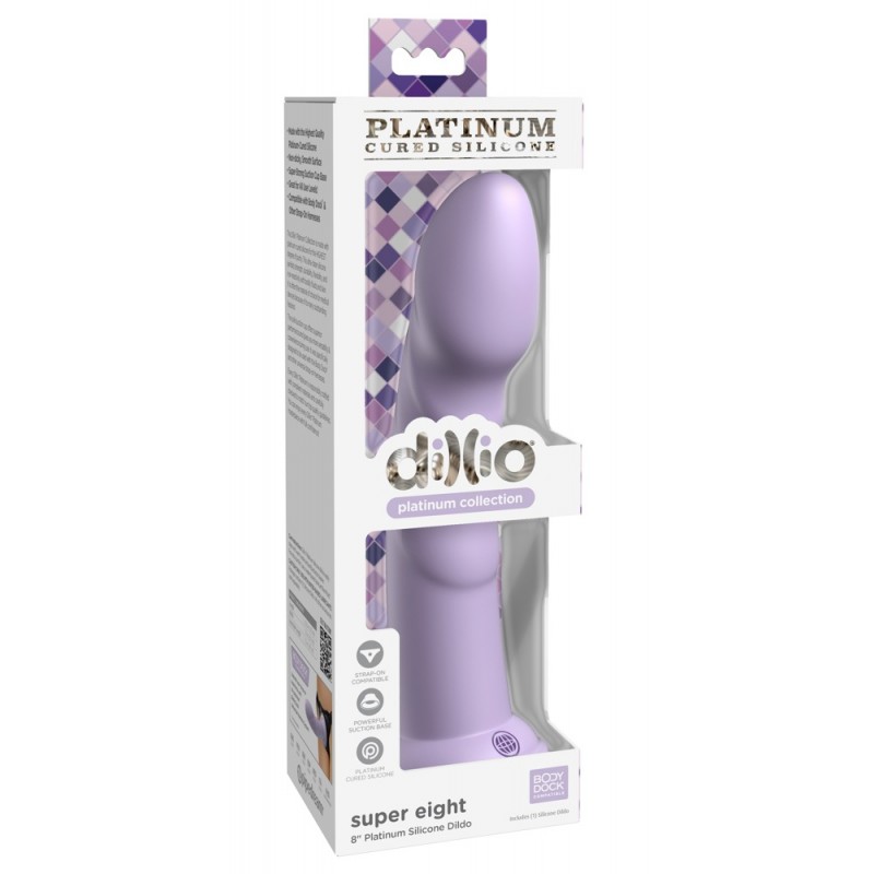 Dillio Super Eight - tapadókorong szilikon dildó (21cm) - lila 75720 termék bemutató kép