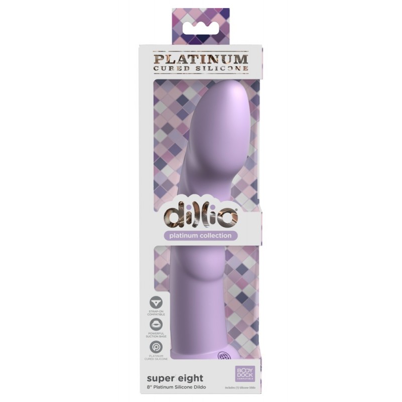 Dillio Super Eight - tapadókorong szilikon dildó (21cm) - lila 75818 termék bemutató kép
