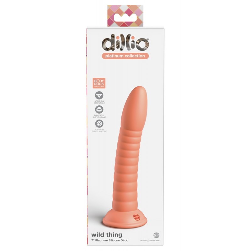 Dillio Wild Thing - tapadótalpas barázdált dildó (19cm) - narancs 75805 termék bemutató kép