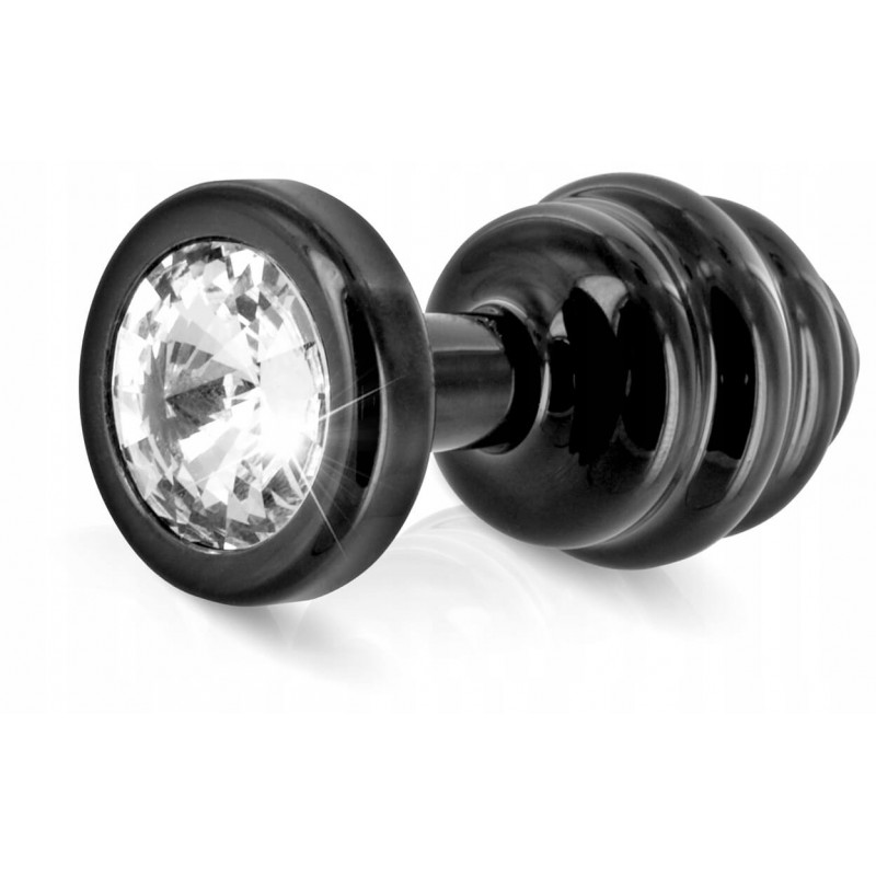 DIOGOL Anni - bordázott anál plug - fekete - (3cm) 78936 termék bemutató kép