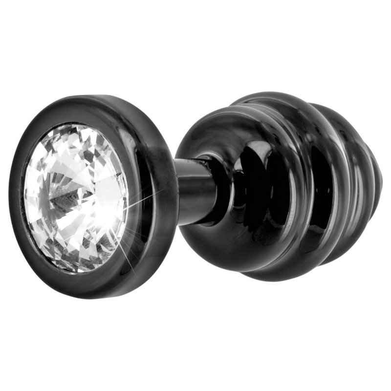 DIOGOL Anni - fekete bordázott butt plug, anál plug (3 cm) 155957 termék bemutató kép