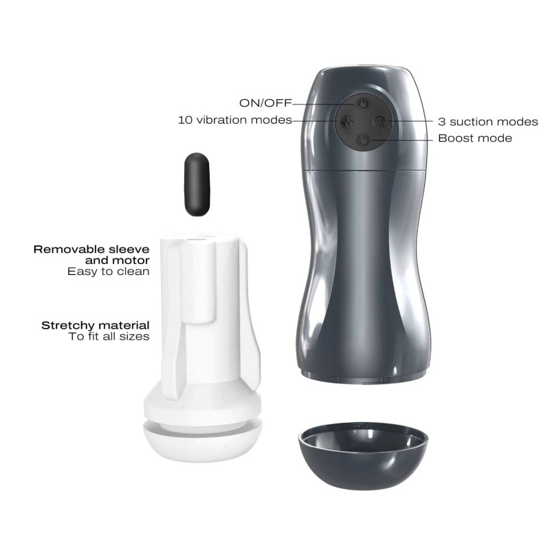 Dorcel Blowjoy Vibe - szívó és vibrációs akkus maszturbátor (szürke) 171175 termék bemutató kép