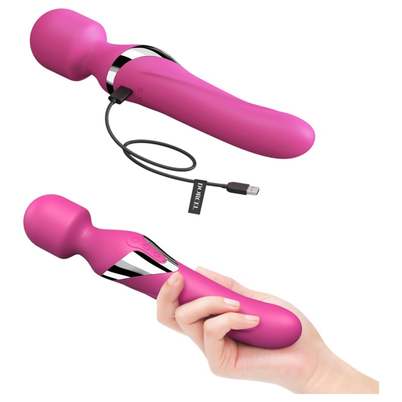 Dorcel Dual Orgasms - akkus, 2in1 masszírozó vibrátor, wand masszírozó (pink) 156158 termék bemutató kép