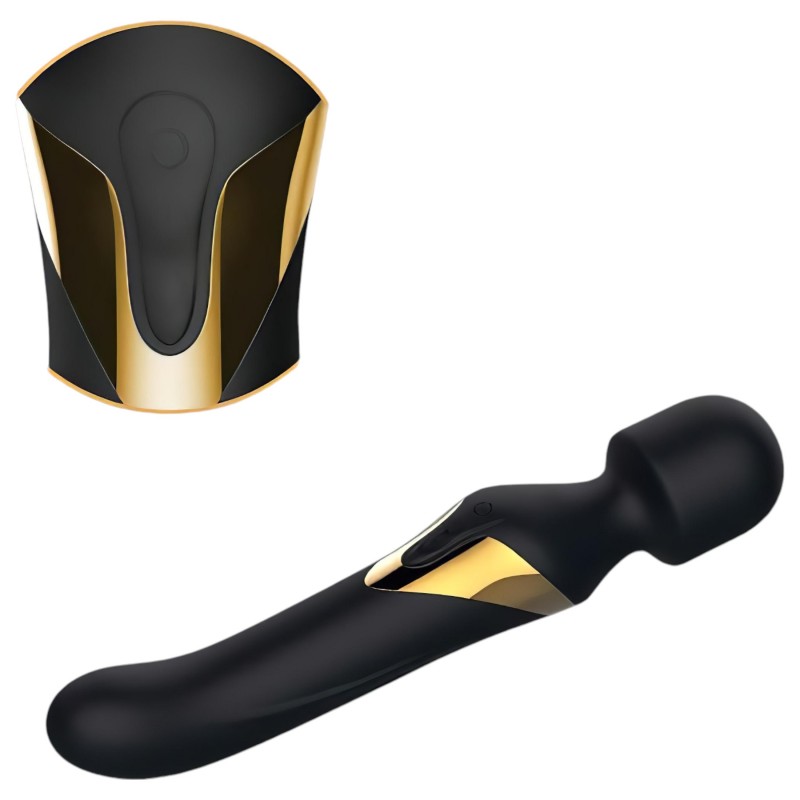 Dorcel Dual Orgasms Gold - 2in1 masszírozó vibrátor, wand masszírozó (fekete) 159263 termék bemutató kép