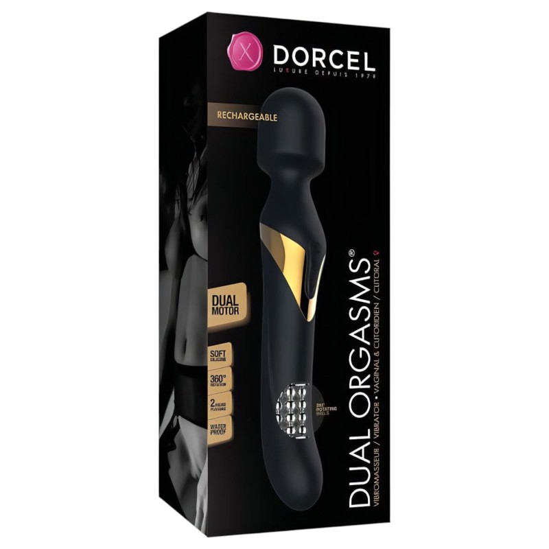 Dorcel Dual Orgasms Gold - 2in1 masszírozó vibrátor, wand masszírozó (fekete) 159268 termék bemutató kép