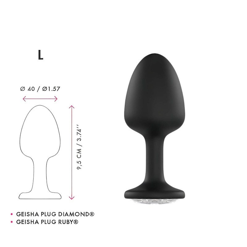 Dorcel Geisha Plug Diamond L - fehér köves anál plug (fekete) 98983 termék bemutató kép