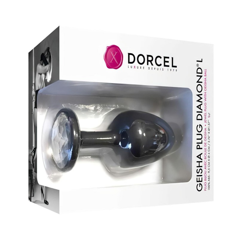Dorcel Geisha Plug Diamond L - fehér köves anál plug (fekete) 98984 termék bemutató kép