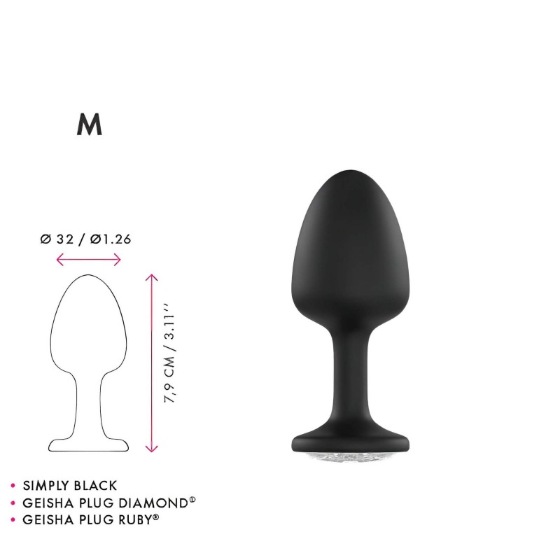Dorcel Geisha Plug Diamond M - fehér köves anál plug (fekete) 98991 termék bemutató kép